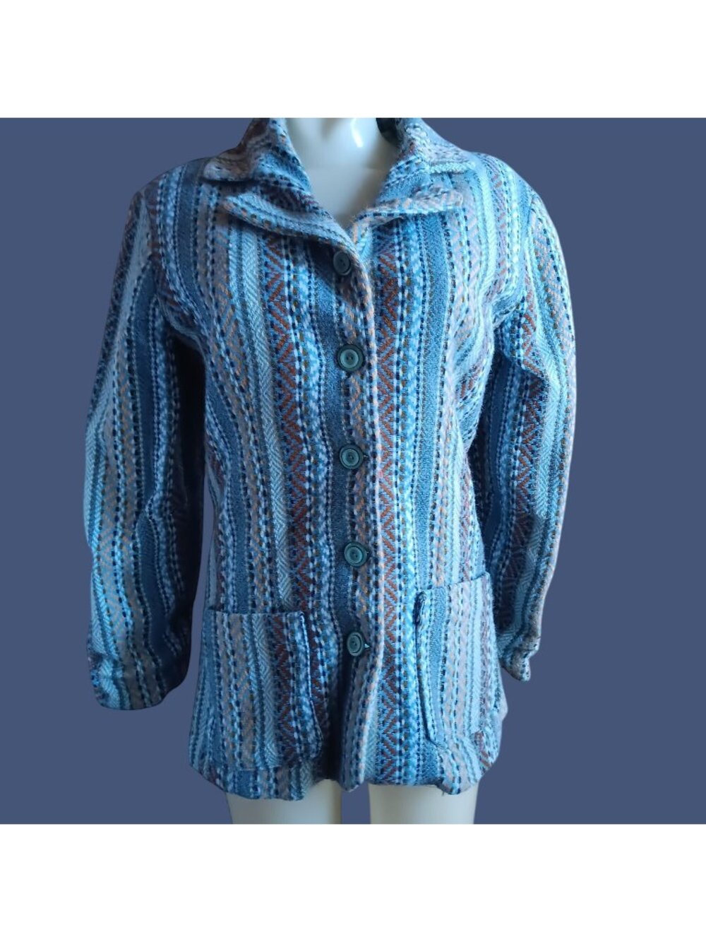 True Vintage Small Jacket 1of1 Handmade 1970's Knit Yarn Multicolor Blazer